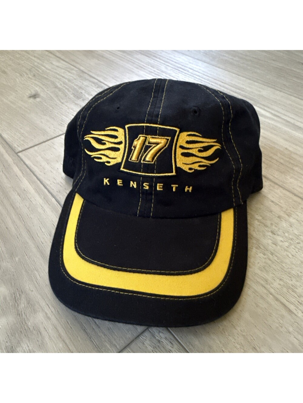 Vintage Matt Kenseth Racing #17 Hat Strapback Black With Gold Flames NASCAR NWT